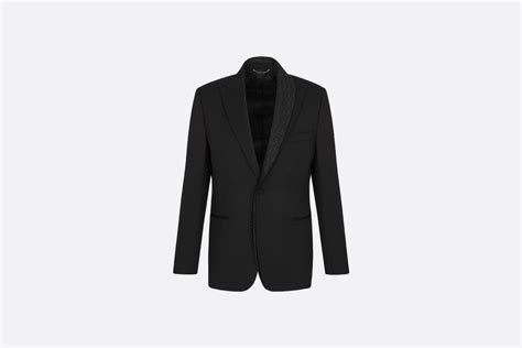 dior oblique asymmetric jacket with shawl collar|More.